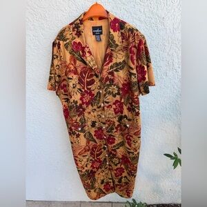 Positive Attitude 24 tall linen bold floral brown maxi dress modest spring fall
